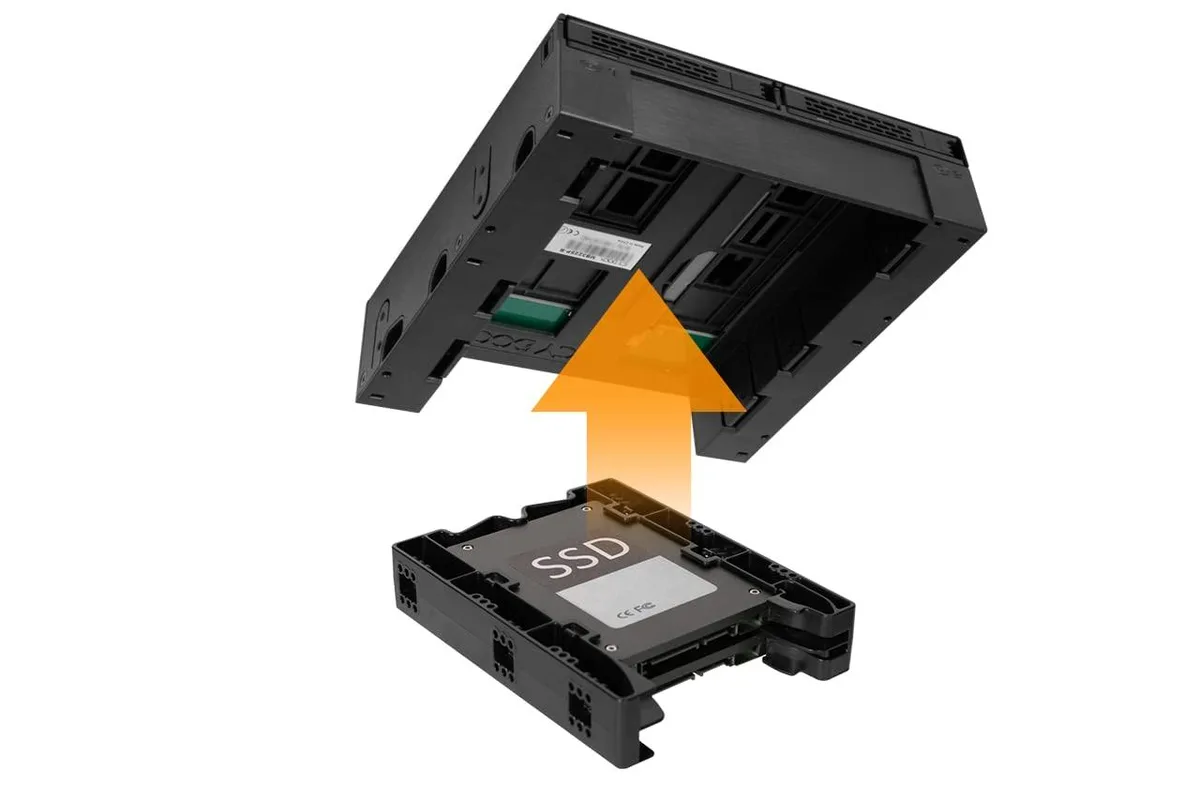 LORDWORLD 4-bay SSD enclosure bundle, silver metal chassis, tool-less drive trays