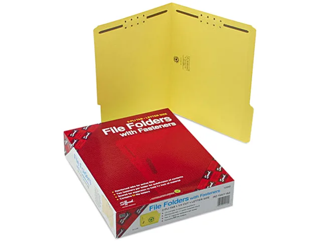 Yellow letter-size file folders, 11 pt stock, 50 per box