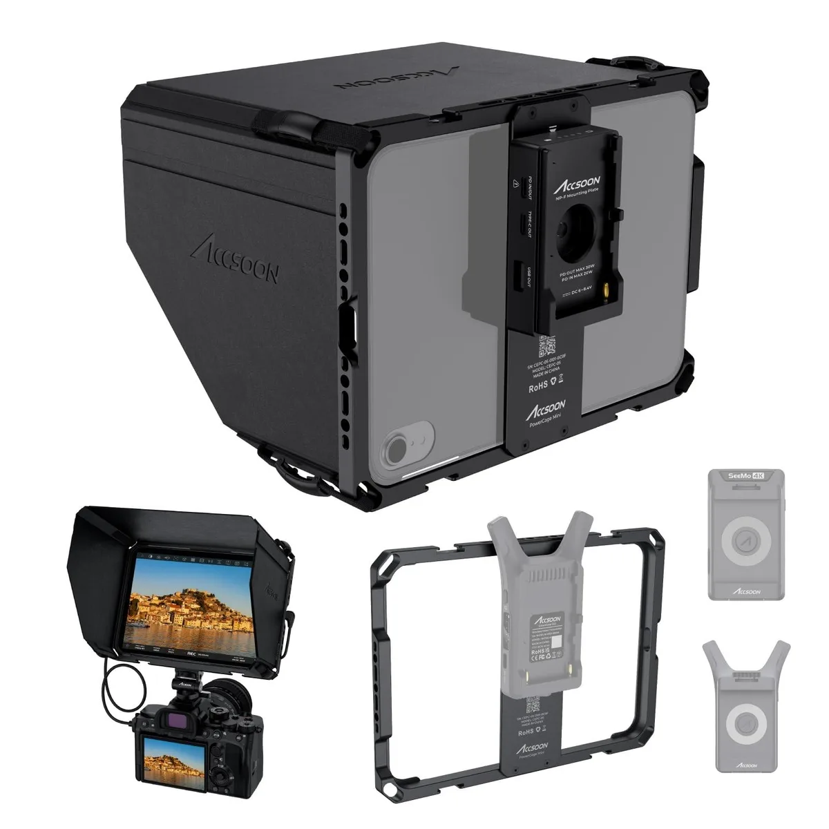 Accsoon Accsoon PowerCage Mini Cage for iPad mini 6/7 (A17 Pro) with NP-F Battery Plate Adapter — product photo