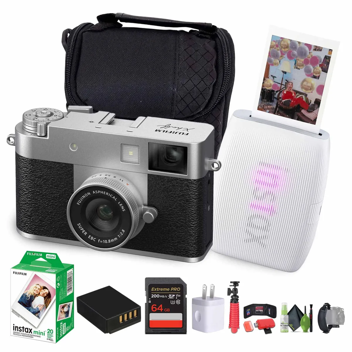 FUJIFILM FUJIFILM X half Camera Kit Silver with Instax Mini Link 3 Clay White — product photo