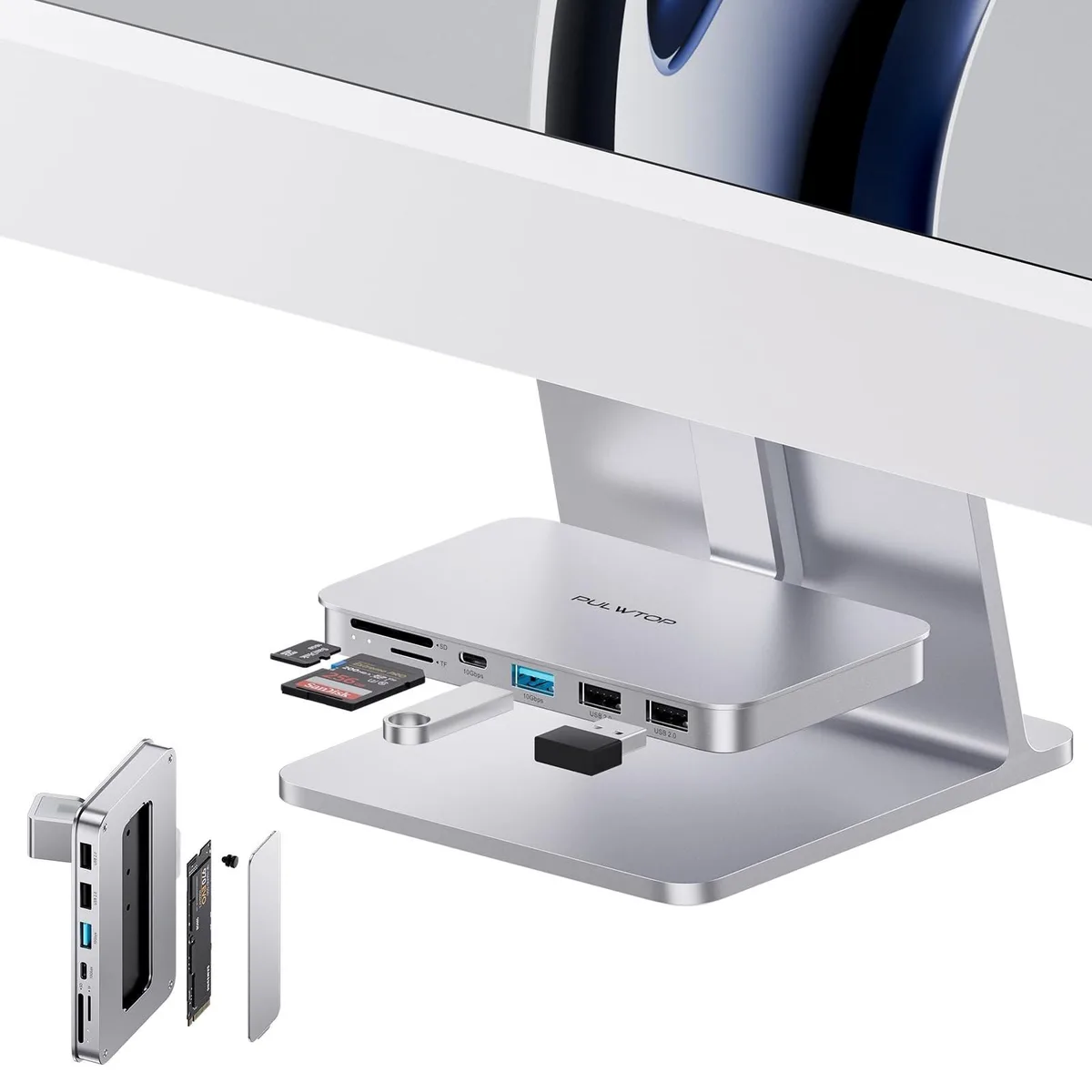 PULWTOP PULWTOP 7 in 1 iMac Hub with NVMe SATA Enclosure 24 27 inch — product photo