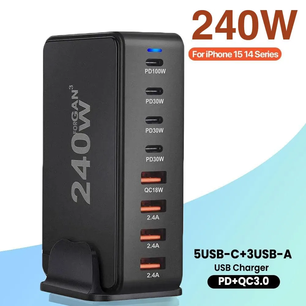 LUOM LUOM 8-Port 240W GaN Desktop Charger Black — product photo