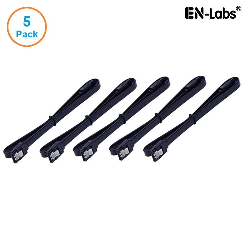 EN-Labs EN-Labs 5PKSATAIII45CMBK 5-pack SATA III cable 18 inch black locking latch — product photo