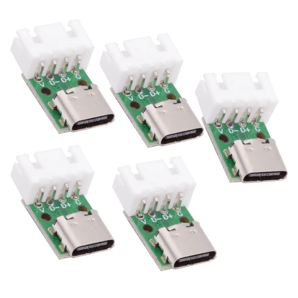 Fervit Fervit USB C DIY Connector 5 Pack 2.54mm Pitch 4Pin USB 2.0 Female Solder Adapter with Wafer Socket — product photo