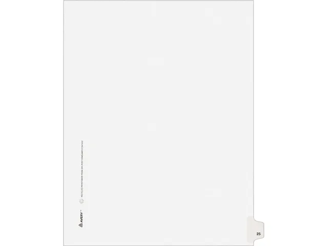 Avery Avery 82223 Tab Dividers Letter 25/Pack White — product photo
