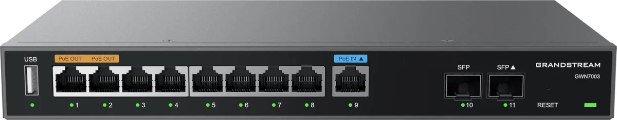 Grandstream Grandstream GWN7003 firewall appliance, 2×2.5G SFP, 9×GbE — product photo