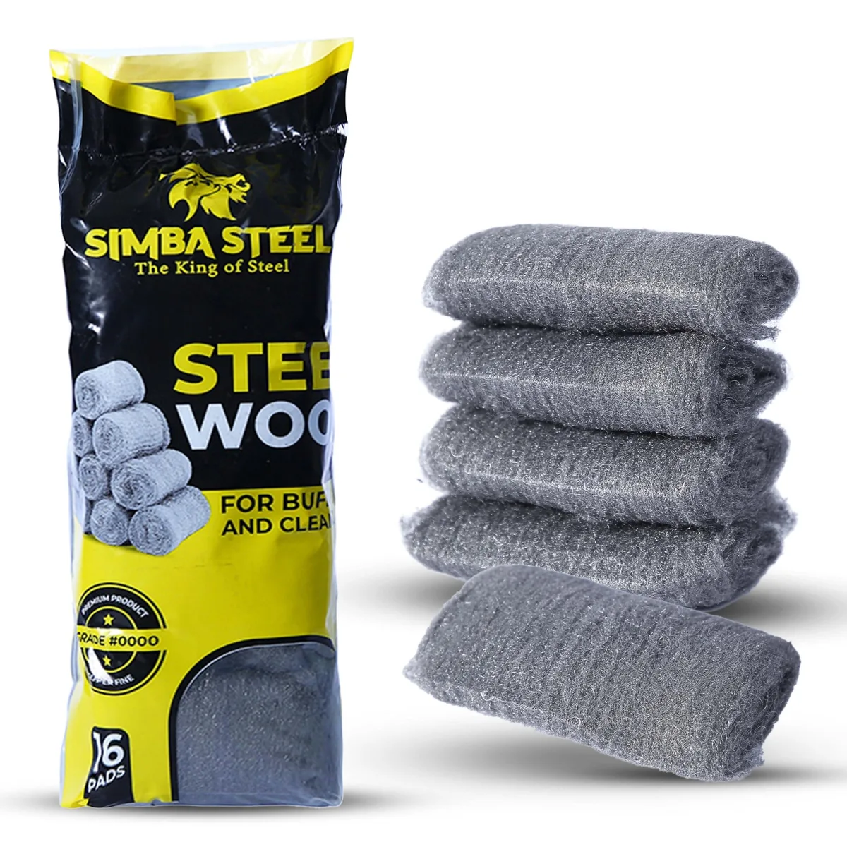Sixteen fine-grade steel wool pads in a pack
