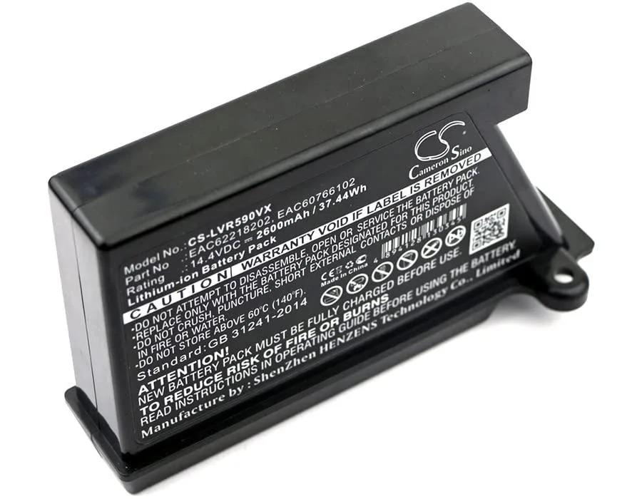 Rectangular black battery pack with connector, 116 by 70 by 49 millimetres