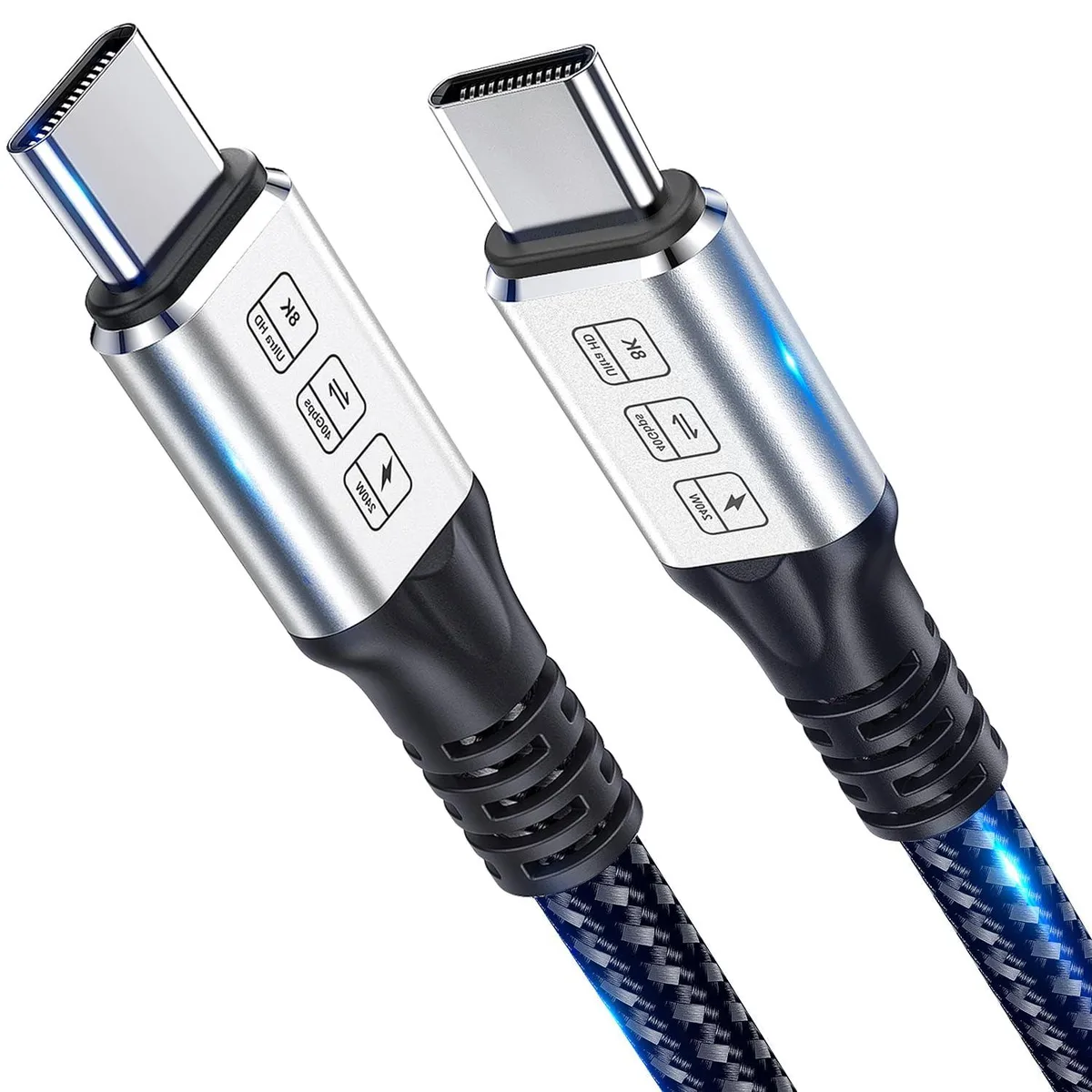KEHIPI KEHIPI T4-Black-6 Thunderbolt 4 Cable 6ft 240W 40Gbps Silver — product photo