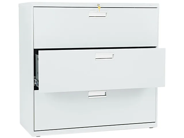 HON HON 693LQ 600 Series Three-Drawer Lateral File 42" Light Gray office furniture — product photo