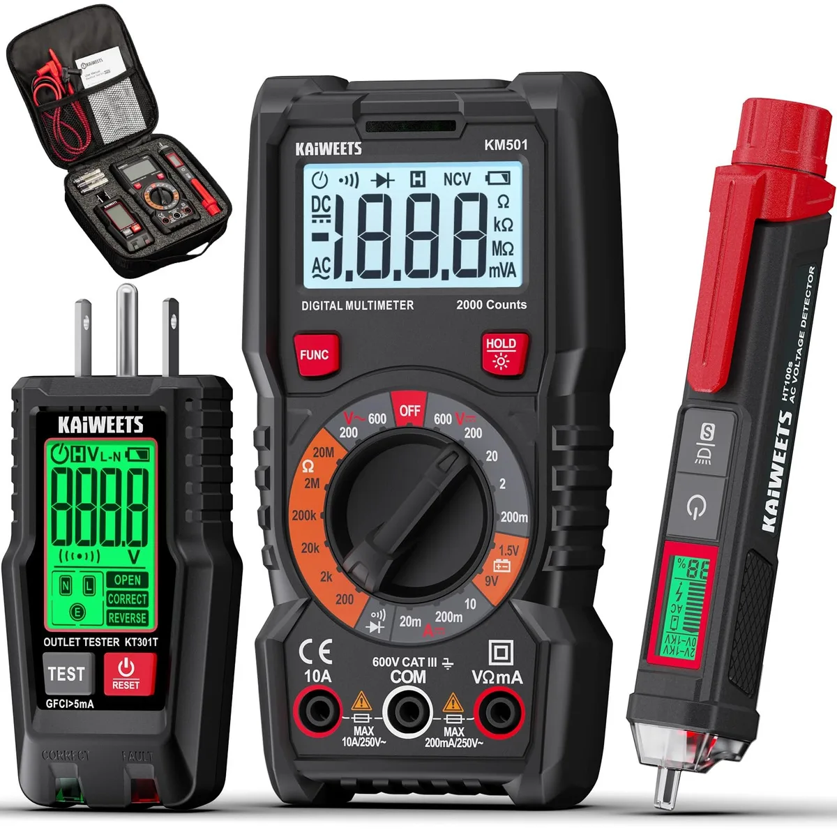 KEHIPI KEHIPI KIT01 Electrical Test Kit 3 Tools 600V 10A 20MΩ 121000V 701000V 125V CAT III IV II 1 Kit — product photo