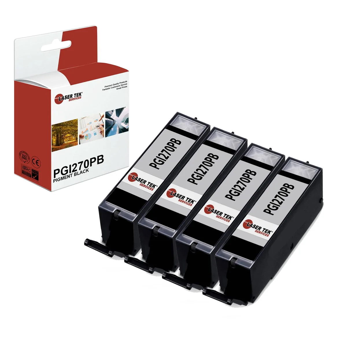 Laser Tek Services Laser Tek Services PGI270PB Pigment Black Ink Cartridge 4 Pack 500 Pages — product photo