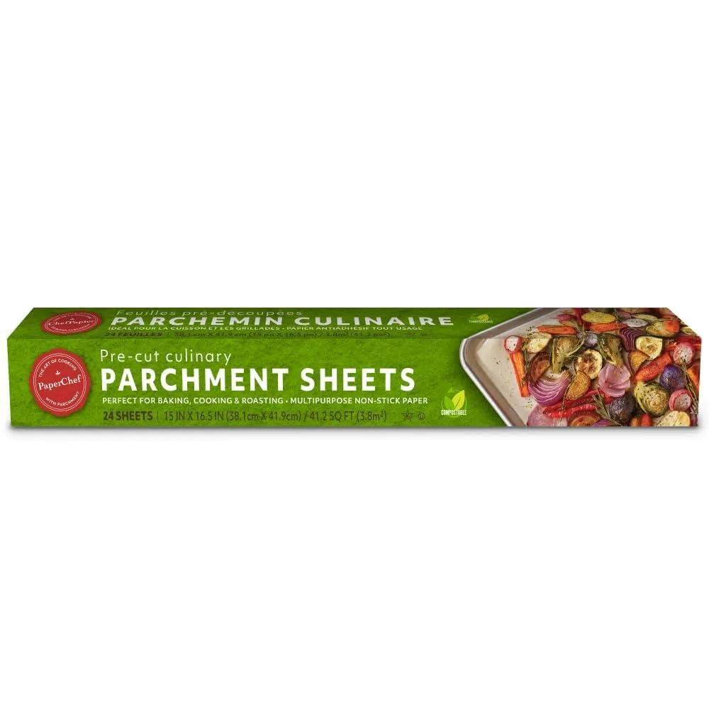 Stack of 24 natural parchment sheets, 15 by 16.5 inches, thin and flat