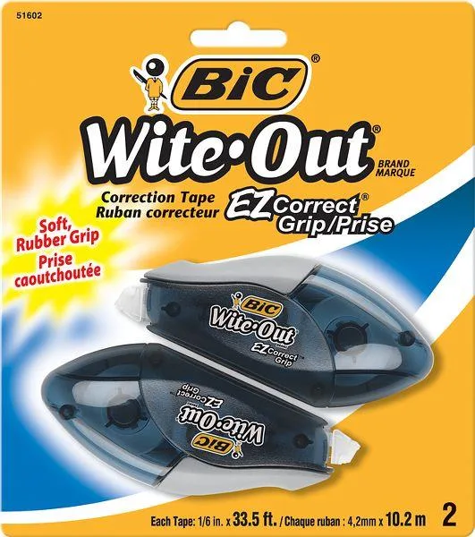 BIC BIC WOECGP21 Wite-Out EZ Correct Grip Correction Tape 2/PK White — product photo