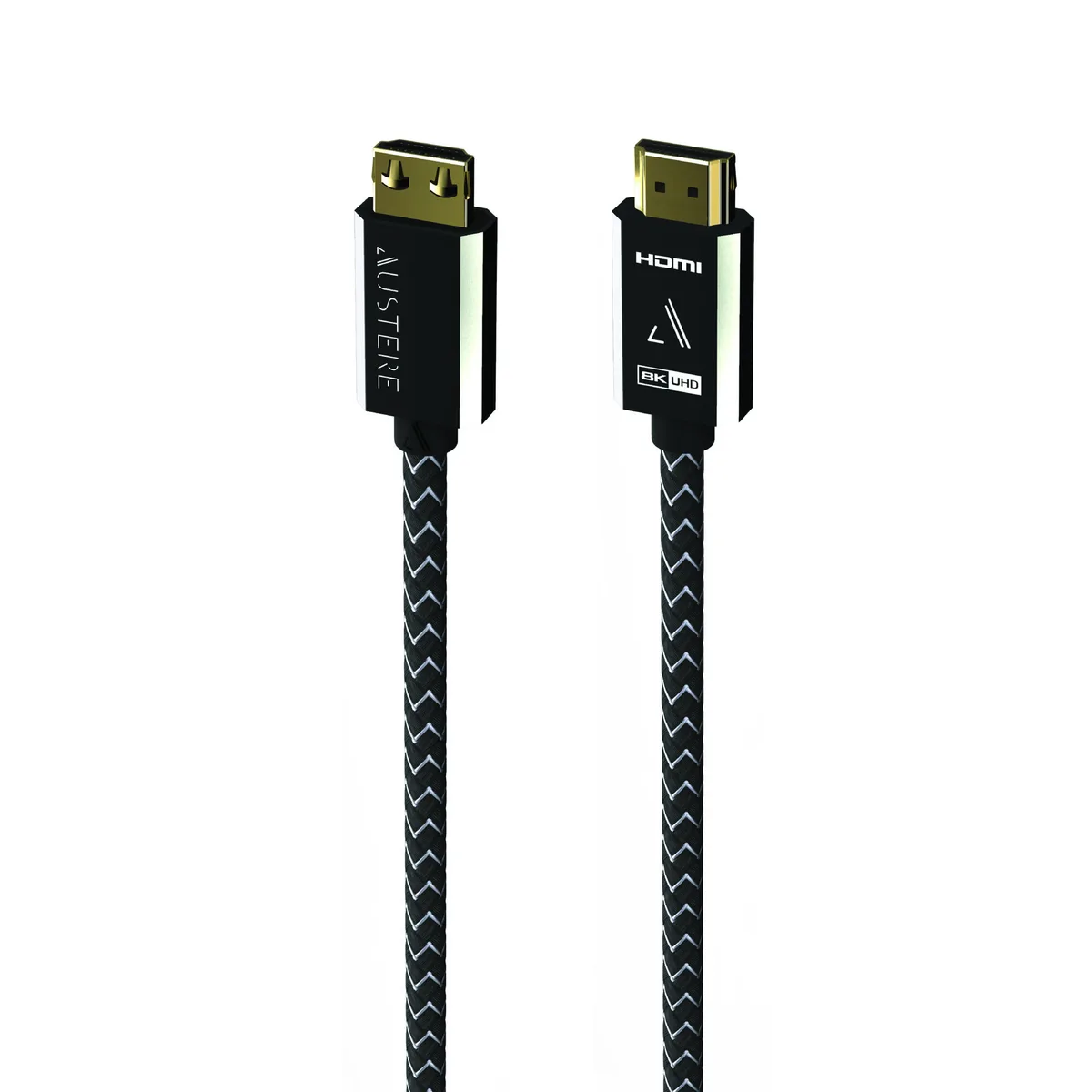 Black HDMI cable 1.5m with gold connectors and woven jacket