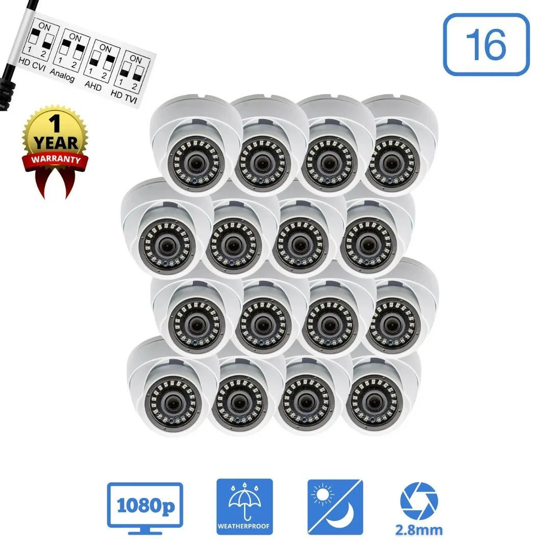 White metal dome cameras in a pack of 16, 92 mm diameter by 72 mm high