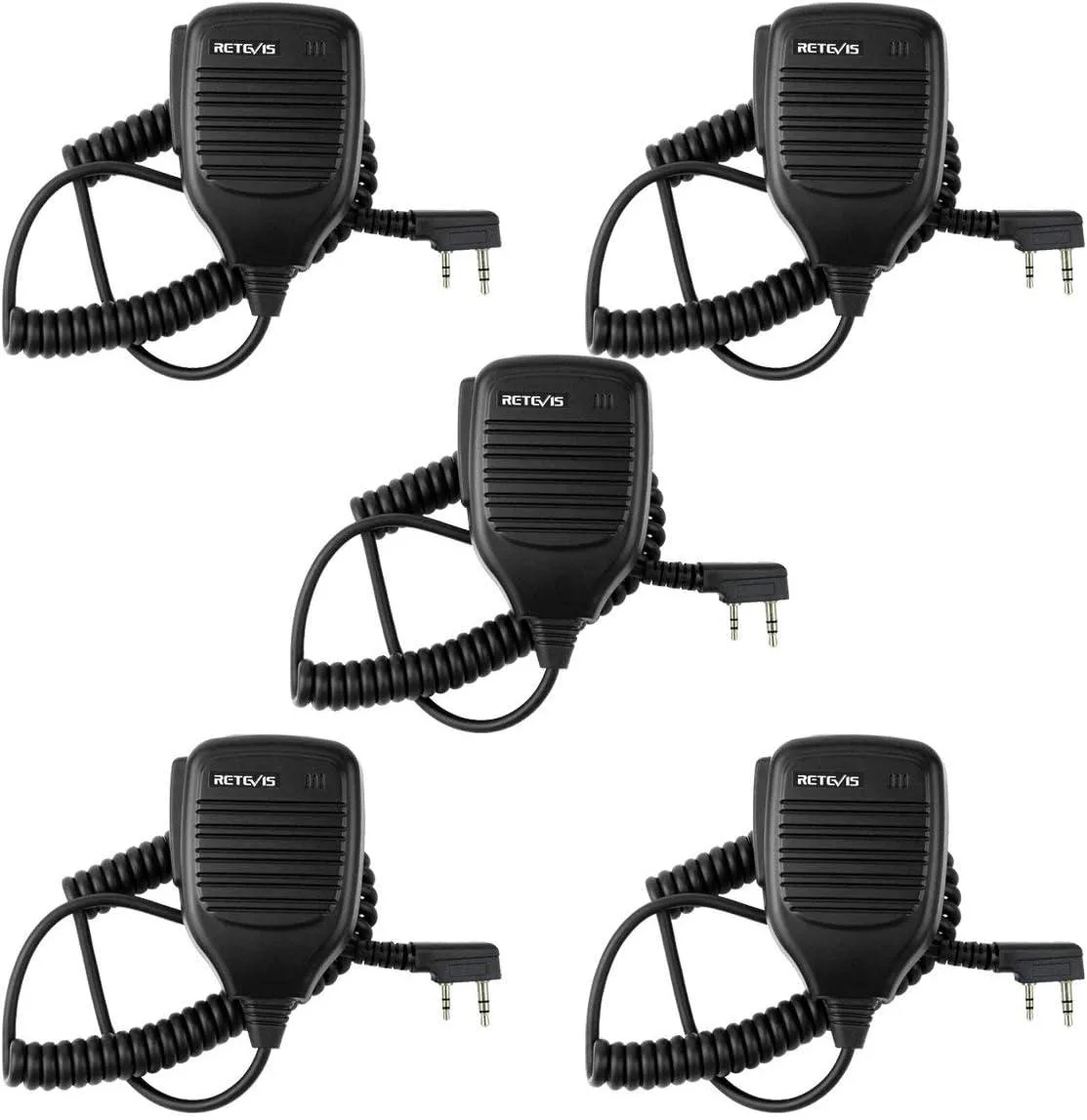 usbroway usbroway 2-pin shoulder mic for Baofeng UV-5R, Kenwood, Retevis RT21 RT22 H-777 BF-888S (5 pack) — product photo