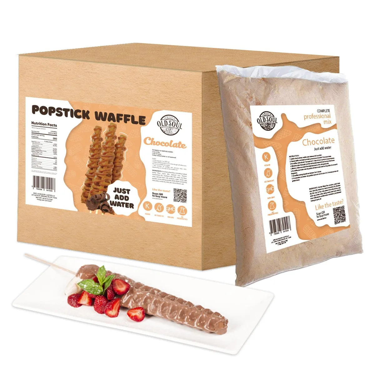 OldSoul OldSoul Waffle Mix Chocolate &amp; Vanilla 30 lbs 672 Stick Waffles — product photo