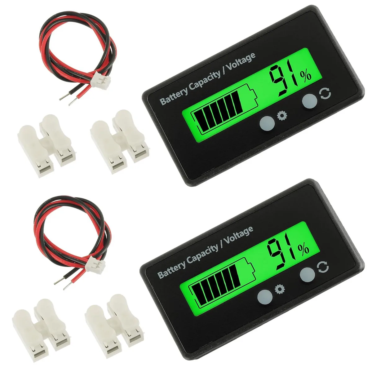  JAMHER 2-Piece Battery Capacity Voltmeter Monitor (Green Light) — product photo