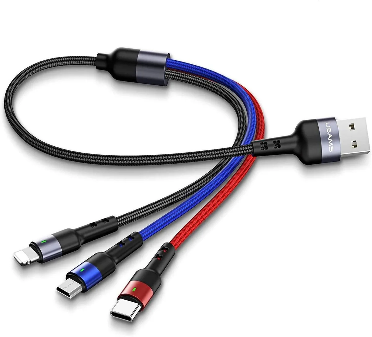 Miimall Miimall Multi USB Cable 1ft 2Pack 3 in 1 Nylon Braided Type-C Micro USB — product photo