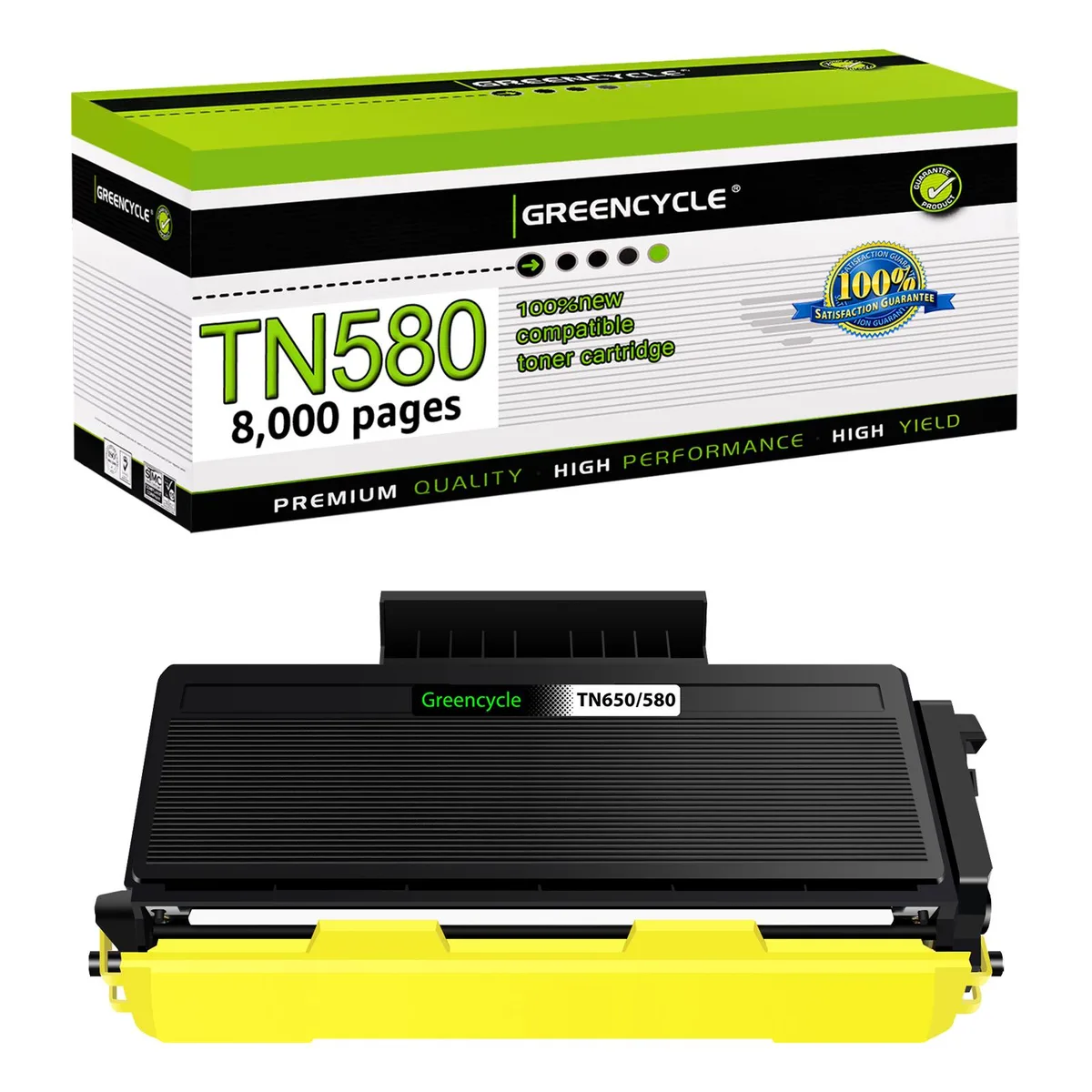 GREENCYCLE GREENCYCLE TN580 Black High Yield Toner Cartridge 8000 Pages — product photo