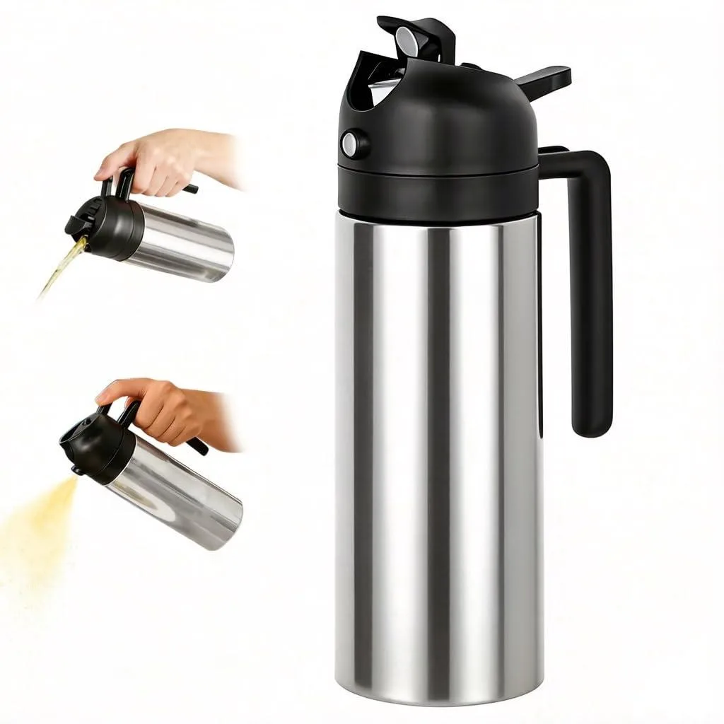  2-in-1 Oil Dispenser and Oil Sprayer 16oz 470ml Stainless Steel — product photo