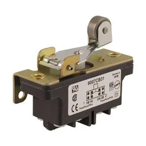 Rectangular industrial switch with silver roller lever and screw terminals