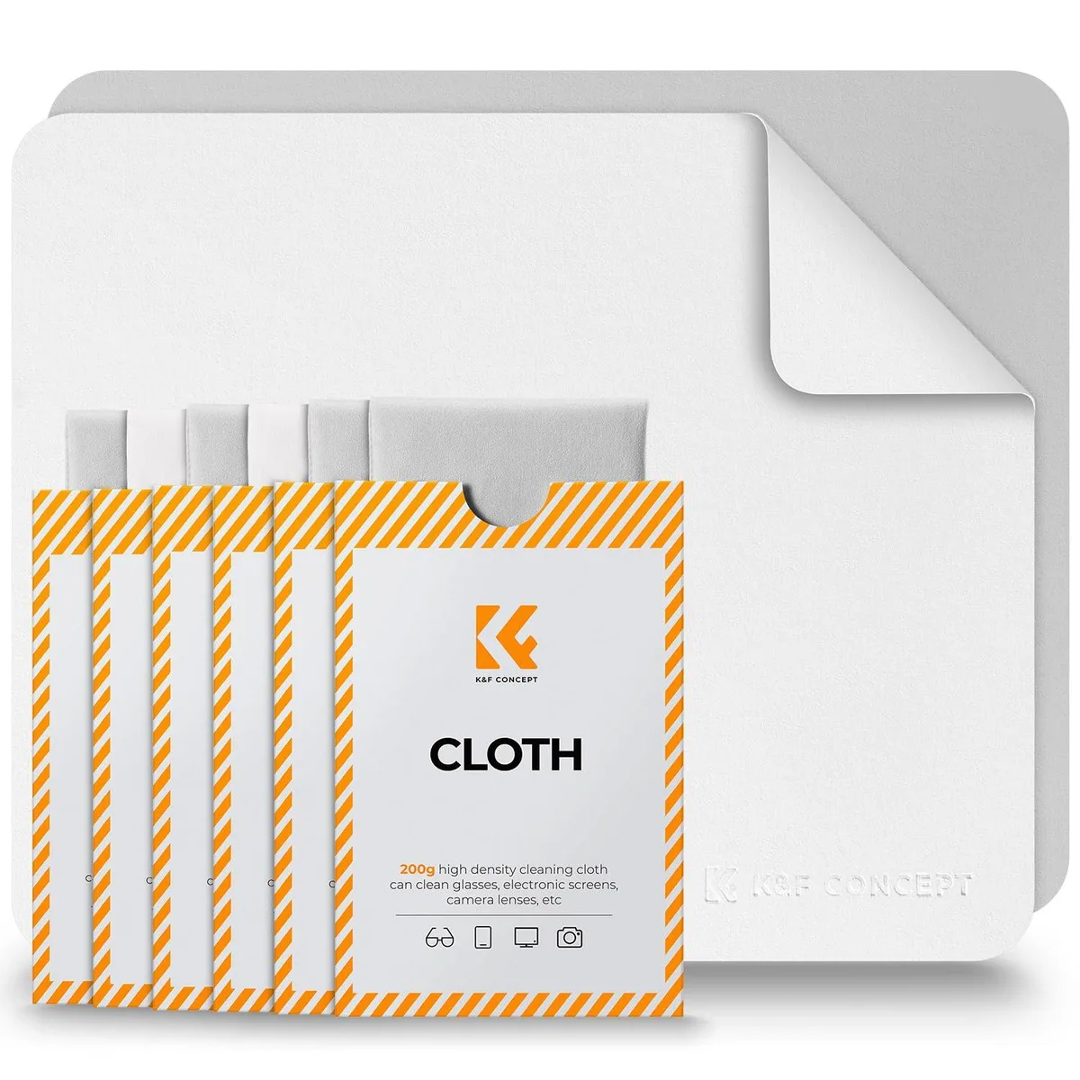  K&amp;F Concept Microfiber Lens Cleaning Cloth 12 Pack White Grey Glass Care — product photo