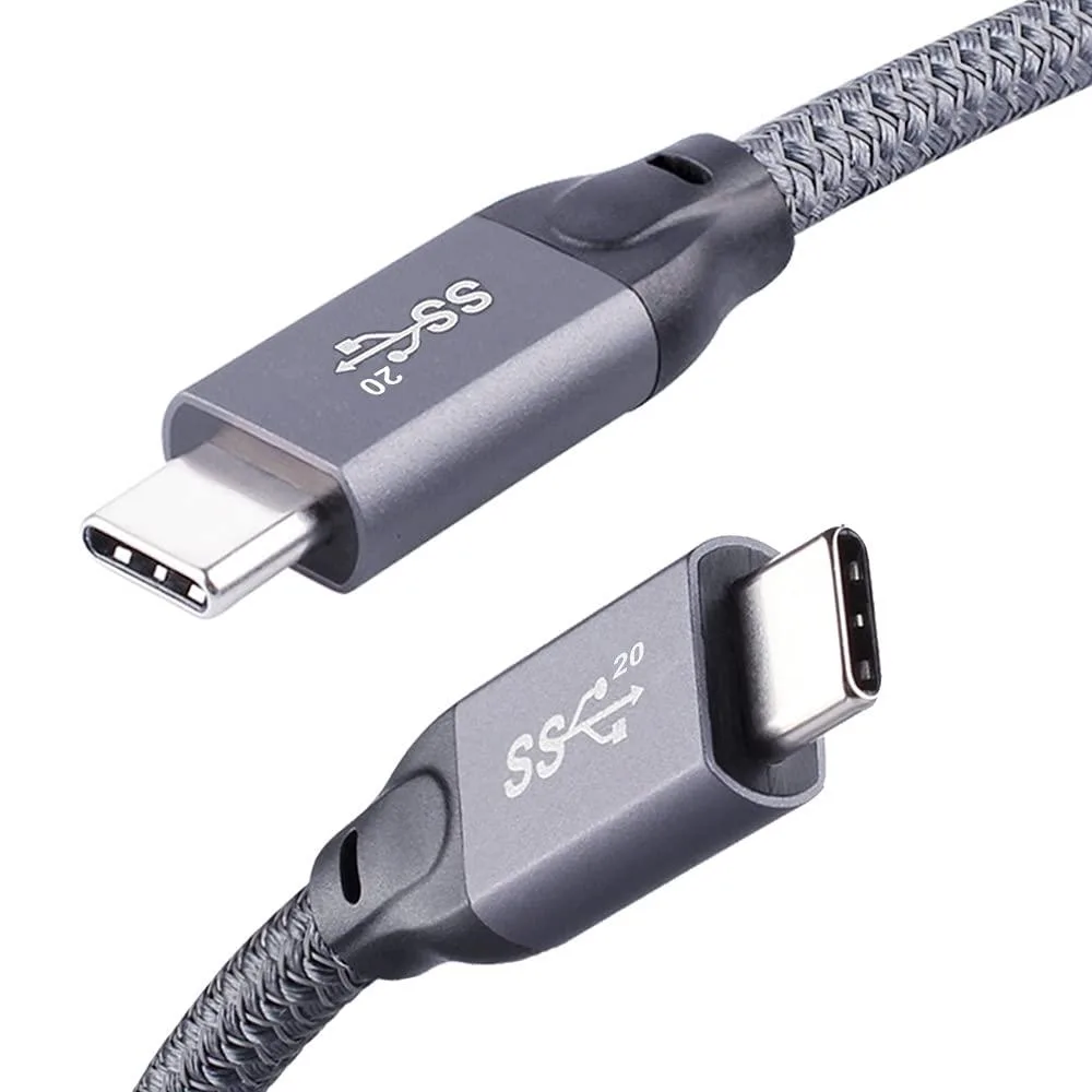  QCEs USB C 3.2 Gen 2x2 Cable 3.3FT 20Gbps 100W Grey — product photo