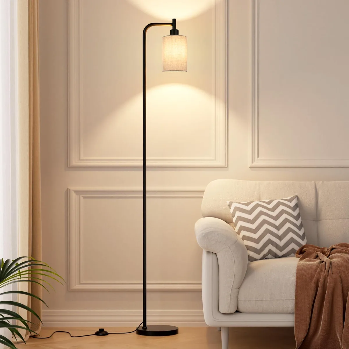  Ziisee Floor Lamp Beige Linen Shade 64.6 inch 3000K 6W E26 — product photo