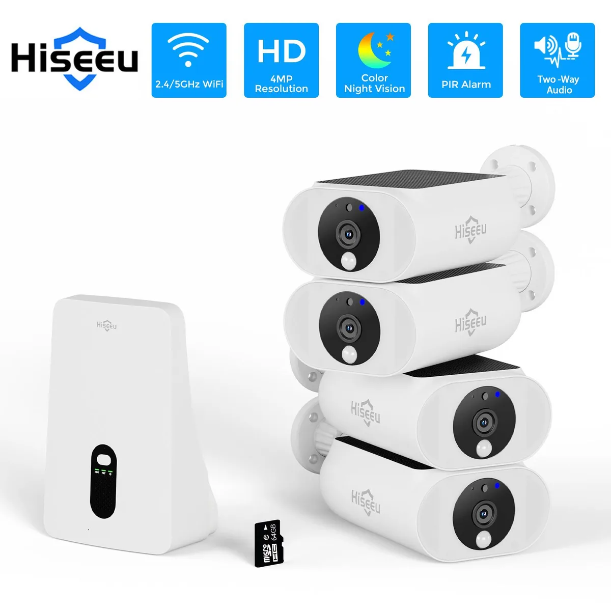Hiseeu Hiseeu 4MP Solar Battery Security Camera System 5200mAh 1.6W — product photo
