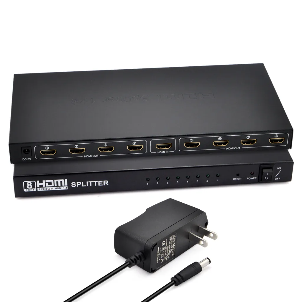 iKKEGOL iKKEGOL 1×8 HDMI Splitter 1080p 2.25Gbps 12W 280×140×25mm — product photo
