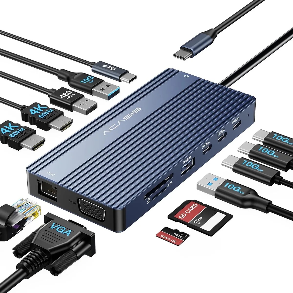 BFKK BFKK 14 in 1 USB C Docking Station Dual HDMI Triple Display 2*4K60 100W PD — product photo