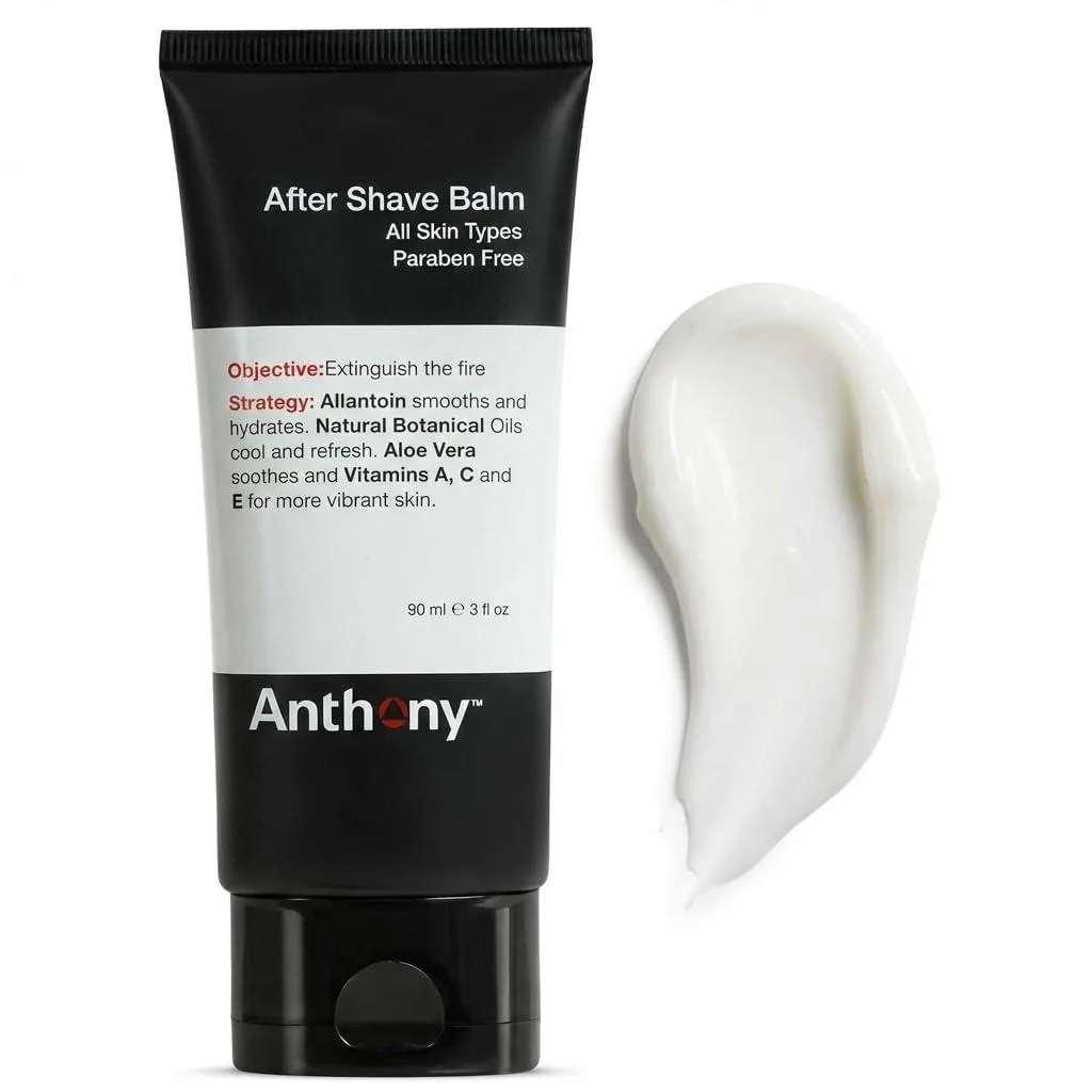 White plastic bottle with flip cap, 3 fl oz aftershave balm