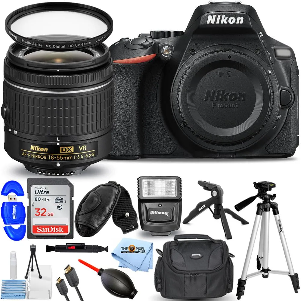 Nikon Global Nikon Global D5600 dslr camera 18-55mm VR lens 32GB flash tripod bundle — product photo