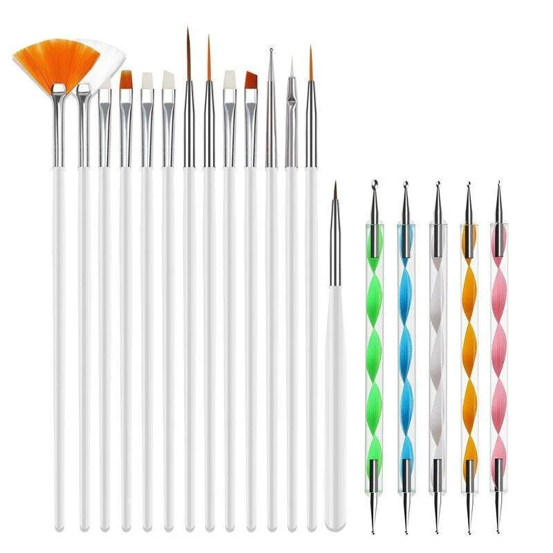 The Perfect Part The Perfect Part 20PCS Nail Art Dotting Brush Pen Set White 15 Brushes 5 Pens 12.8-20.6cm — product photo