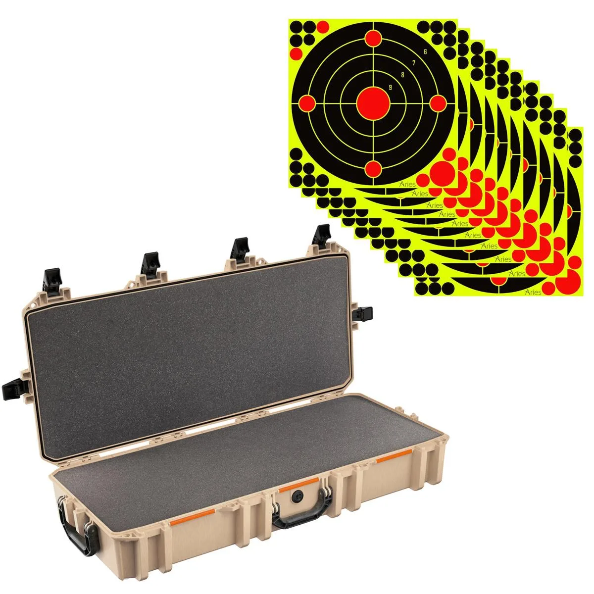 Pelican Products, Inc. Pelican V700 Vault Takedown Rifle/Shotgun Case Tan + 10 Pack Targets — product photo