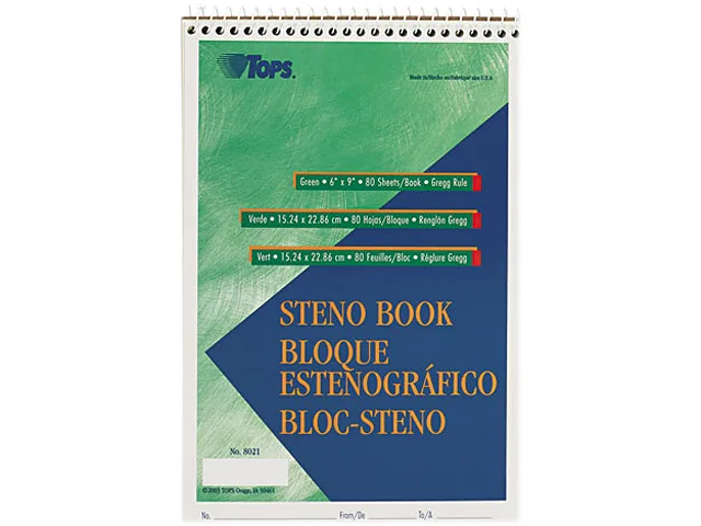 TOPS TOPS 8021 Gregg Steno Pad 6 x 9 Green 80-Sheet — product photo