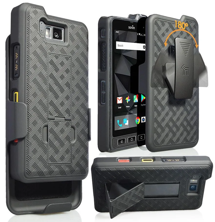 Nakedcellphone Nakedcellphone Kickstand Case + Belt Clip Holster Combo for Sonim XP8 (XP8800) Black — product photo