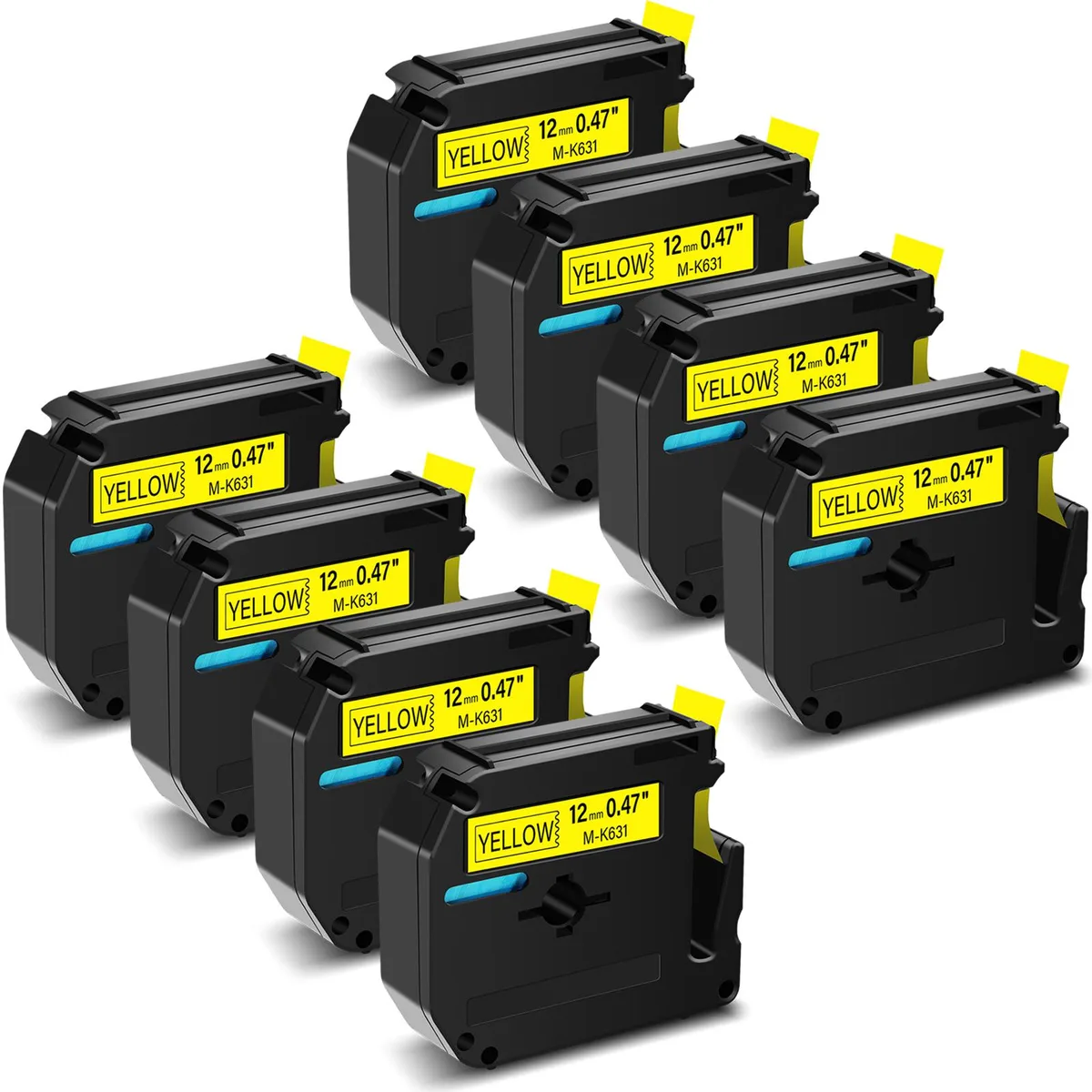 GREENCYCLE GREENCYCLE MK-631 Label Tape 12mm 26.2ft Black on Yellow 8 Pack — product photo