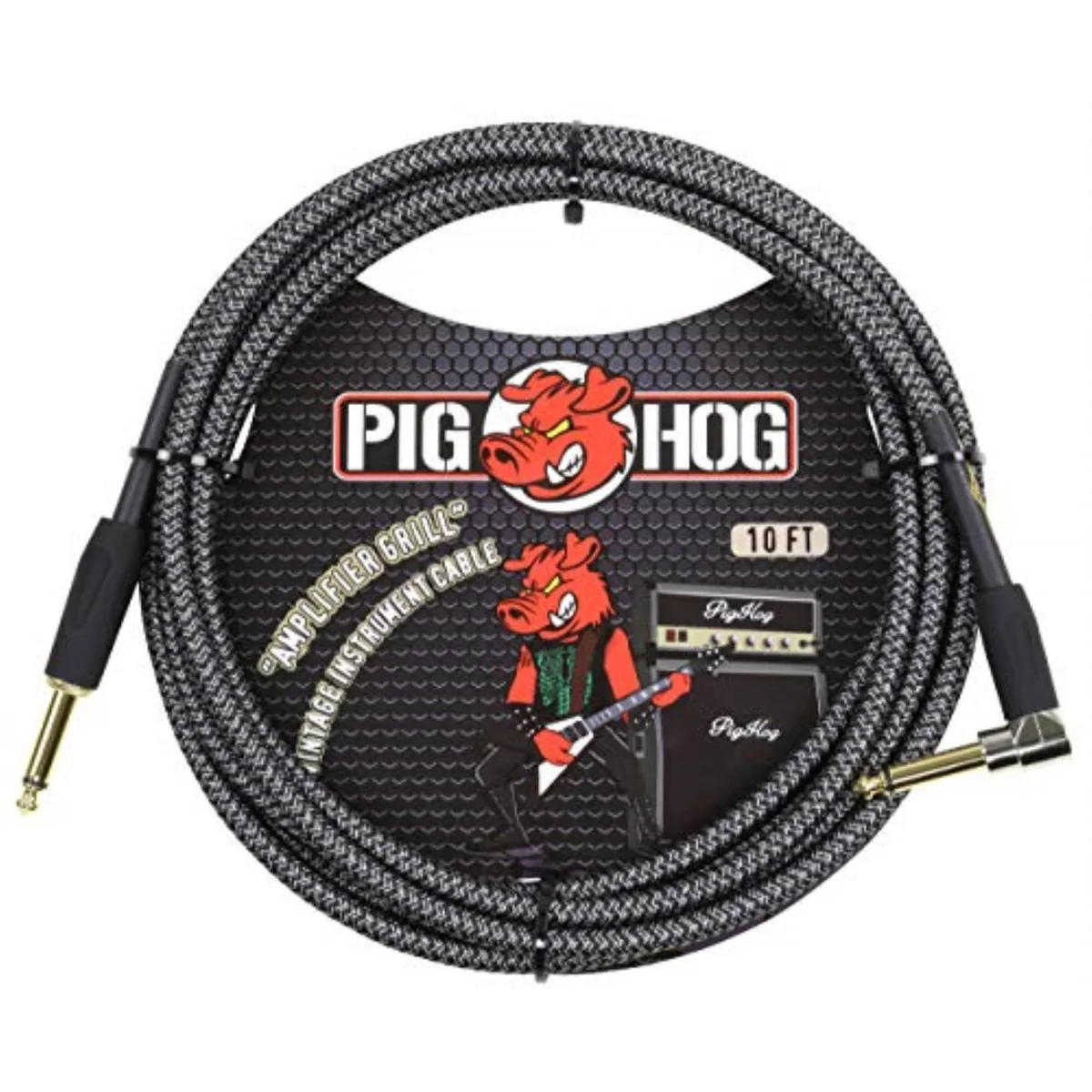 PigHog Cables PigHog Cables PCH10AGR 1/4" Right Angle Instrument Cable 10ft Orange — product photo