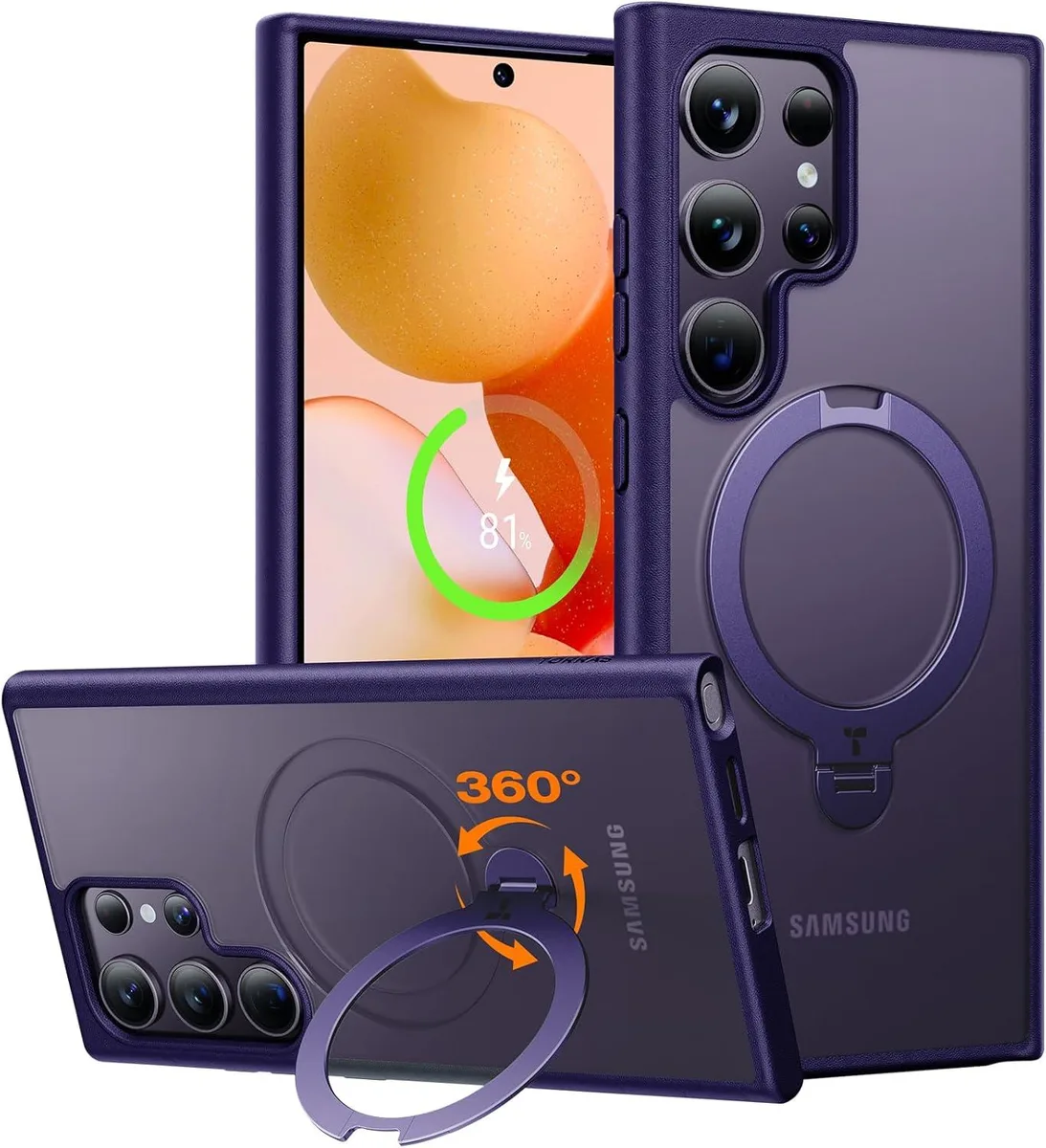 TAURKENAM TAURKENAM Samsung Galaxy S24 Ultra Case with 360° Spin Kickstand Ring Holder Purple — product photo