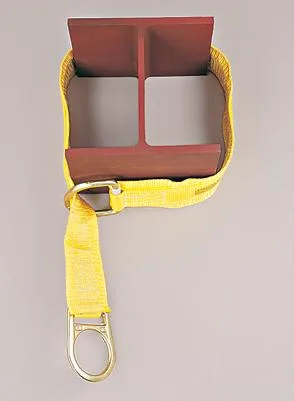 Yellow polyester cross-arm strap with dual steel D-rings and wear pad, 36 in length
