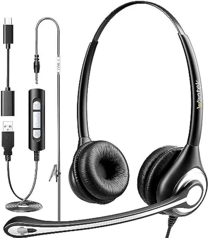 usbroway usbroway Headset USB 3.5 mm 270° mic 180° cups — product photo