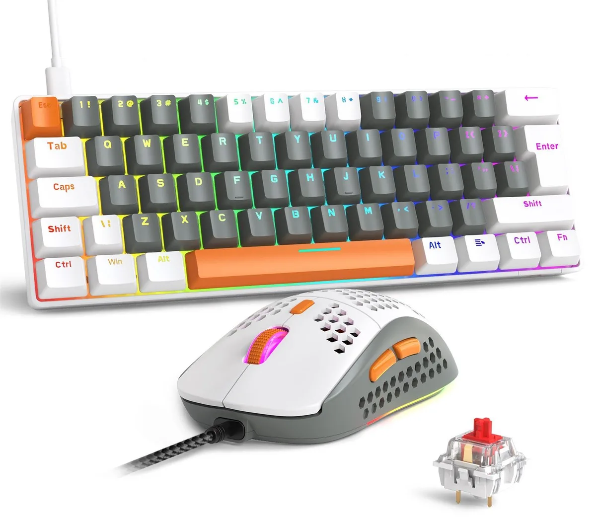  Redragon 60% Gaming Keyboard &amp; Mouse Combo 62 keys Red switch 19 RGB modes Black — product photo