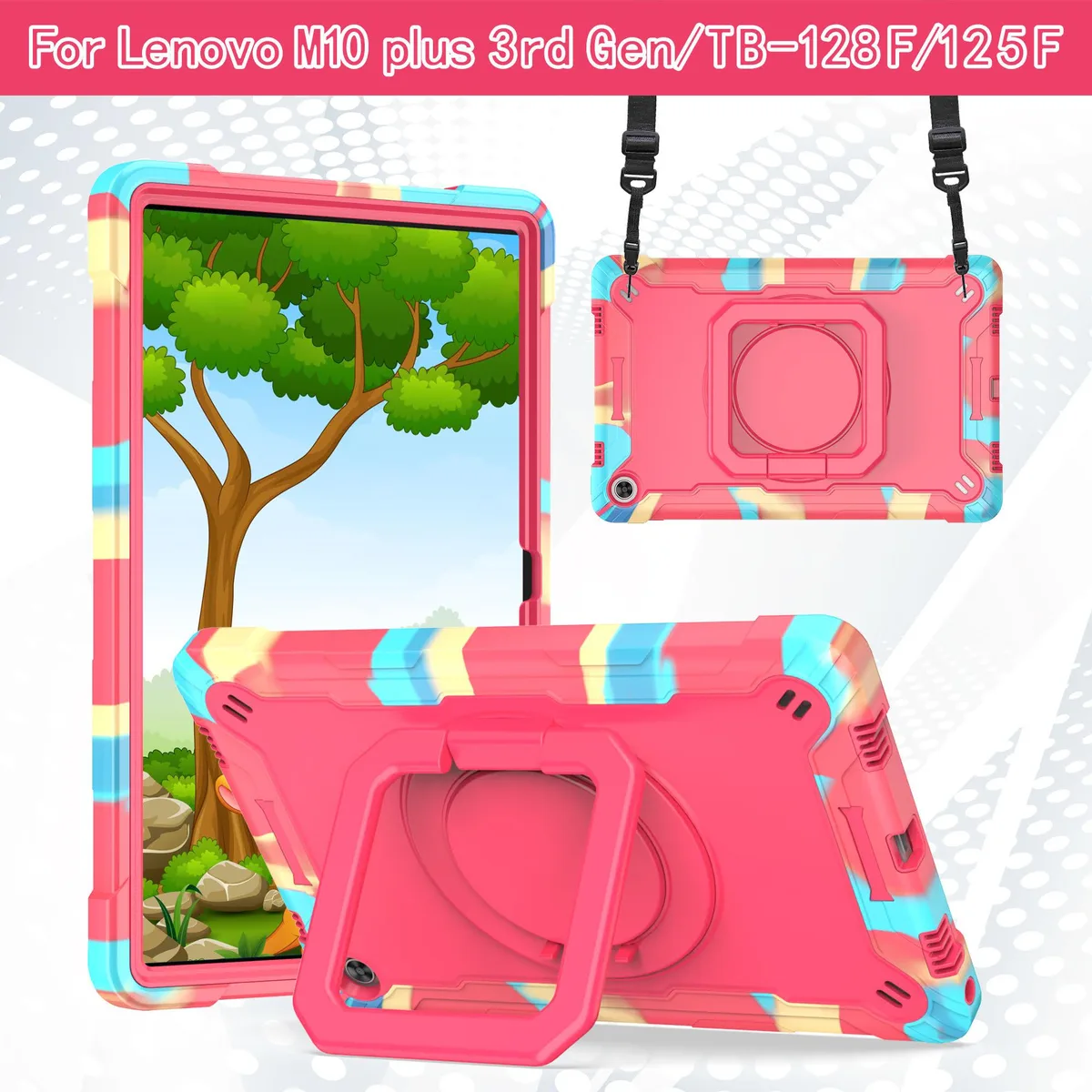anicestore anicestore TB-125F/FU/128 laptop case 10.6" 360° rotating ring stand shoulder strap Candy/Pink — product photo