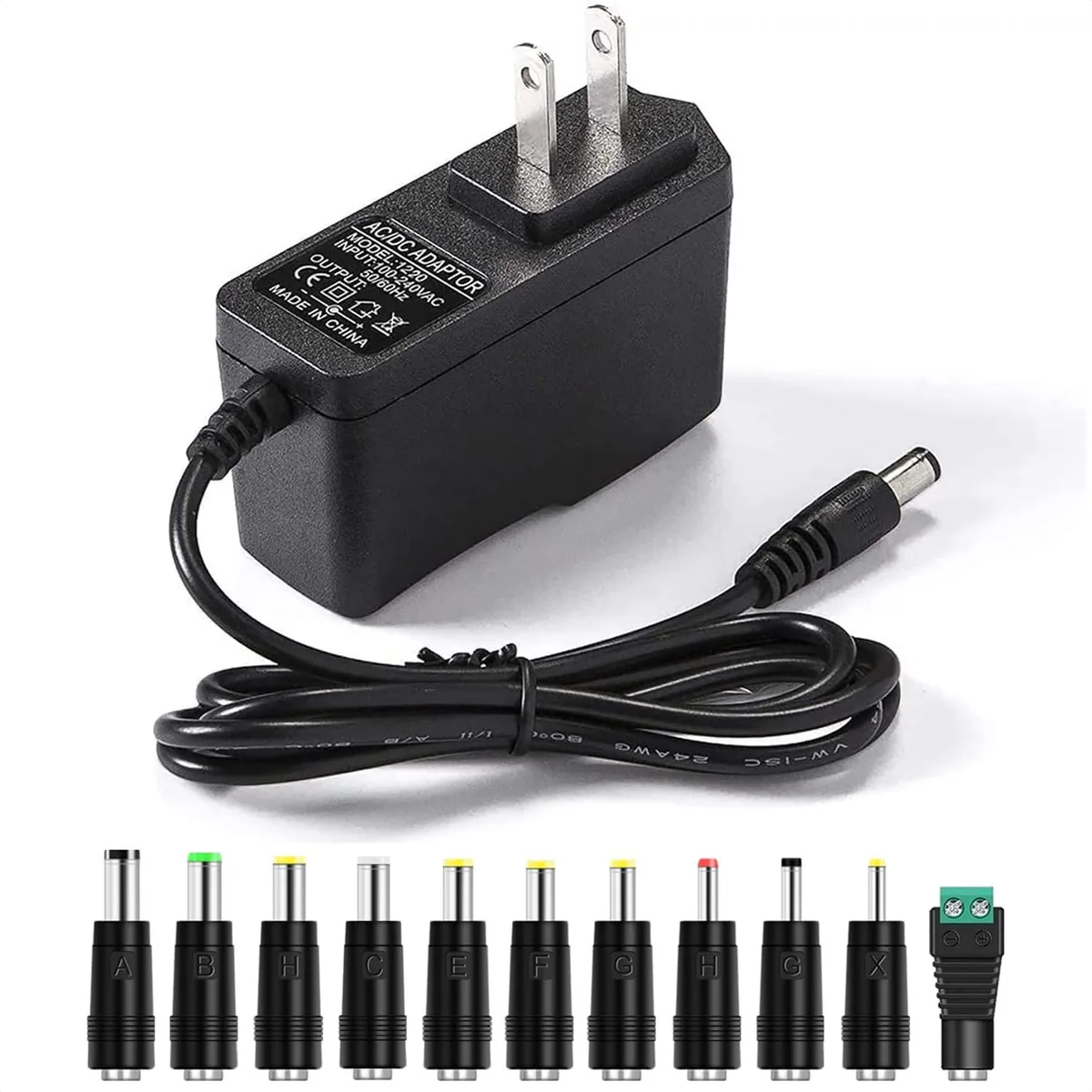  Dell LS0920 9V 2A 18W power adapter with 11 interchangeable DC plugs — product photo