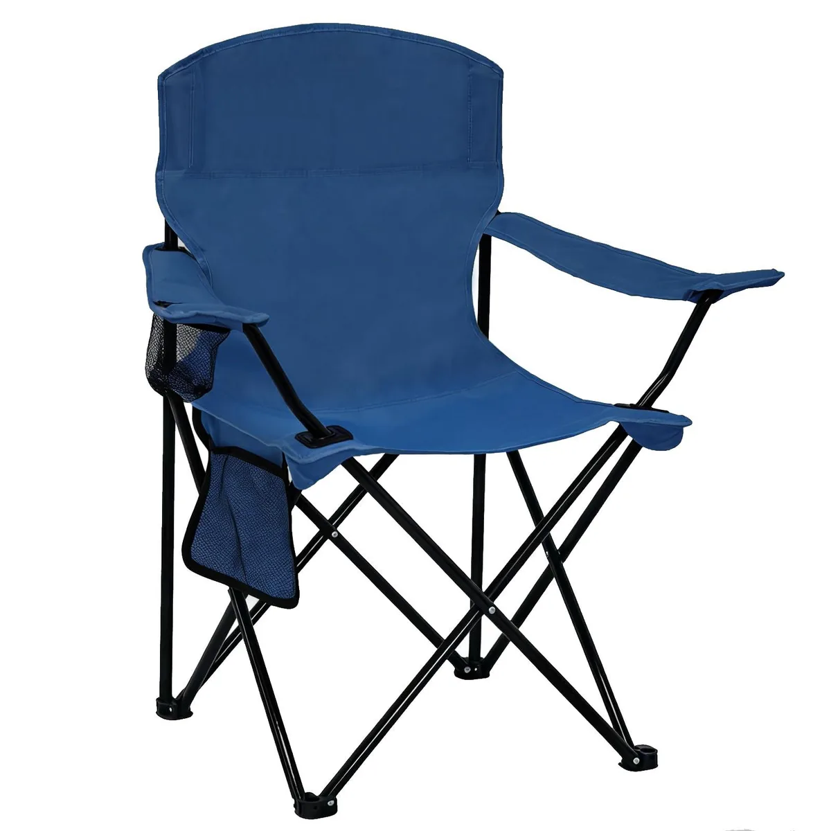 Cyan folding camping chair with cup holder and side pocket, 4.6lb frame, 300lb capacity