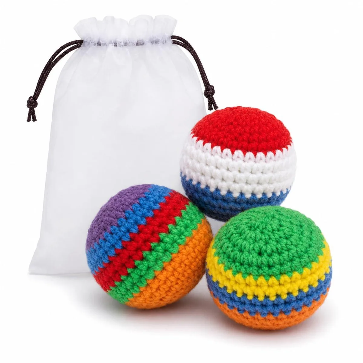  Kismizzle 2.56 inch Multi-Color Crocheted Footbags 3 Pack — product photo