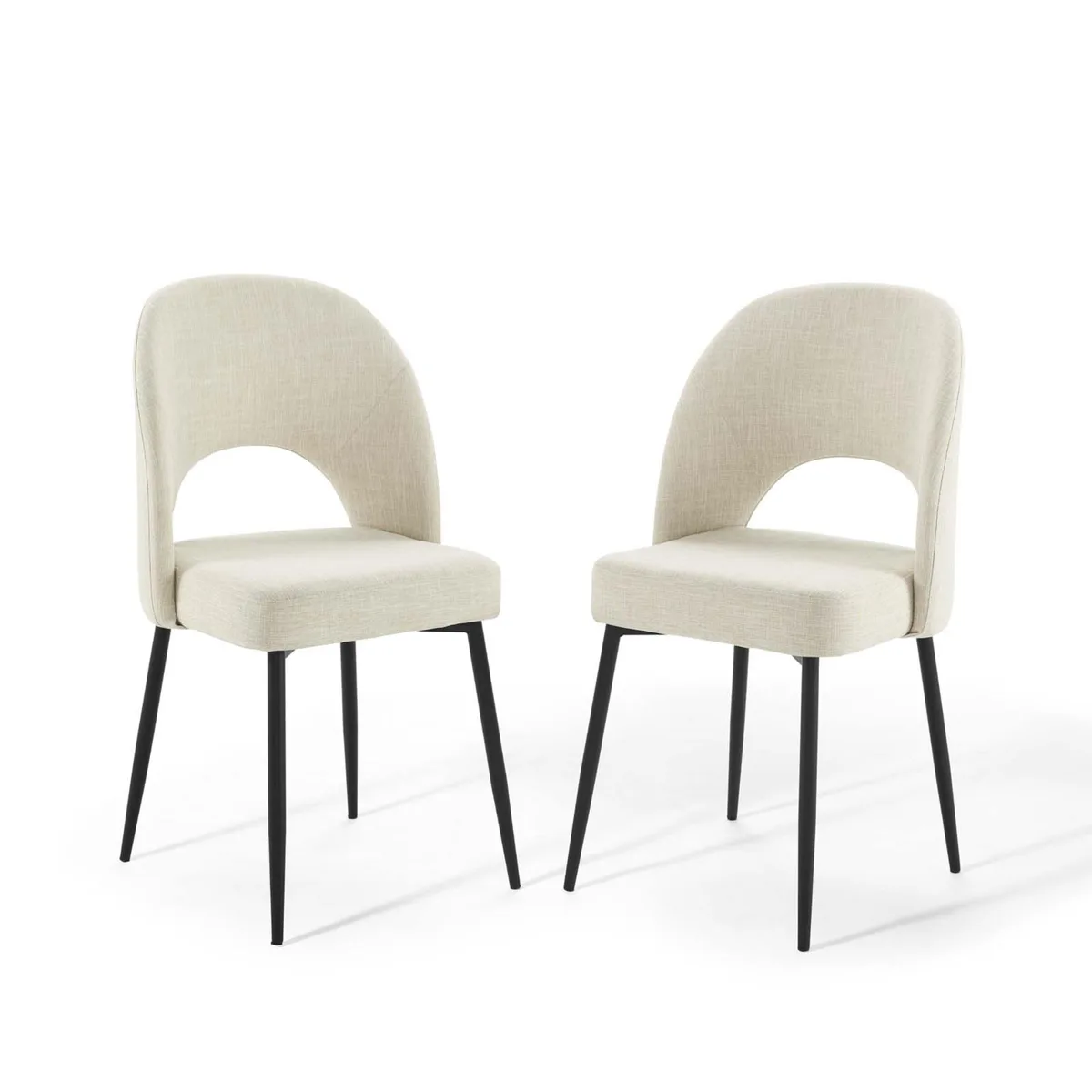 Modway Furniture Modway Furniture Rouse Upholstered Fabric Dining Side Chair Set of 2 Black Beige — product photo